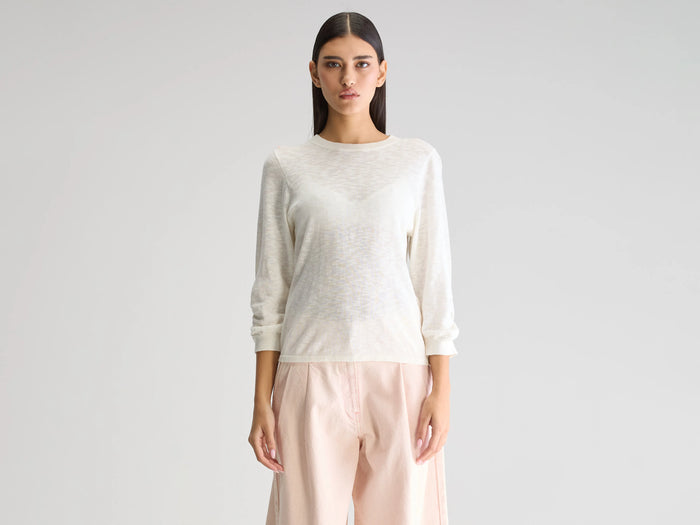 Bellerose Pull Écru À Col Rond Pour Femmes