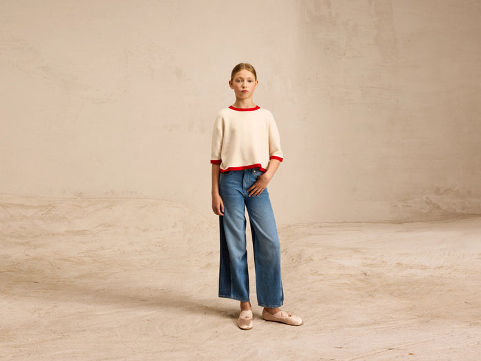 Bellerose Pull écru à manches courtes pour filles