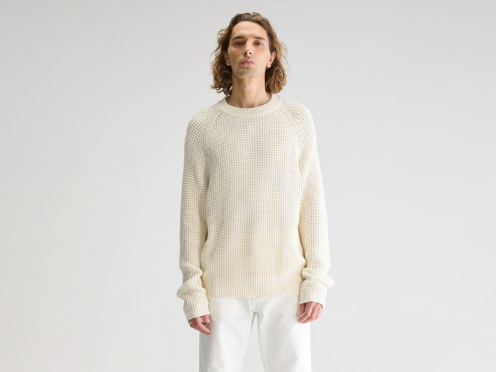 Bellerose Pull en maille gaufrée écru pour homme