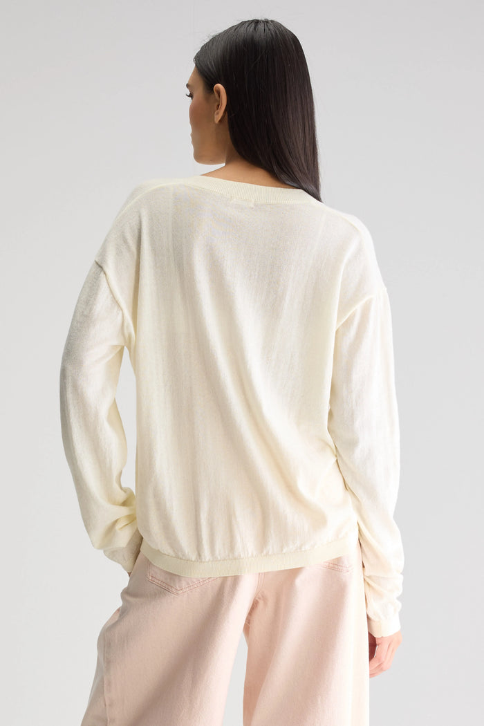 Bellerose Pull En Tricot Blanc À Col V Pour Femmes