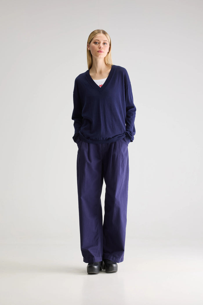 Bellerose Pull En Tricot Bleu À Col V Pour Femmes