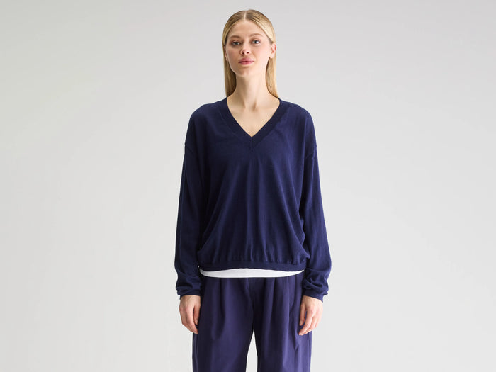 Bellerose Pull En Tricot Bleu À Col V Pour Femmes