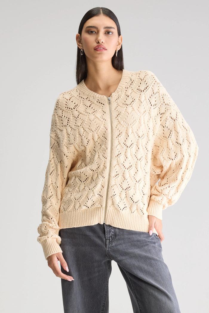 Bellerose Pull Oversize Écru Zippé Pour Femmes