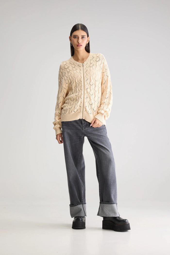 Bellerose Pull Oversize Écru Zippé Pour Femmes