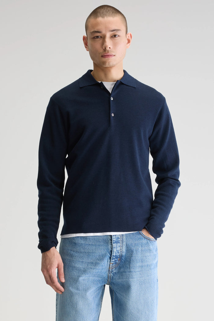 Bellerose Pull Polo Ajusté Bleu Pour Homme