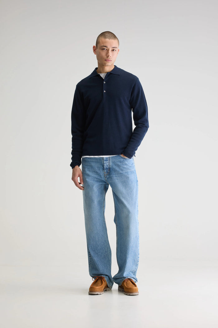 Bellerose Pull Polo Ajusté Bleu Pour Homme