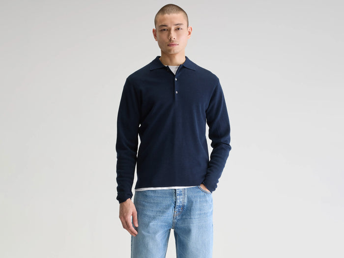 Bellerose Pull polo ajusté bleu pour homme