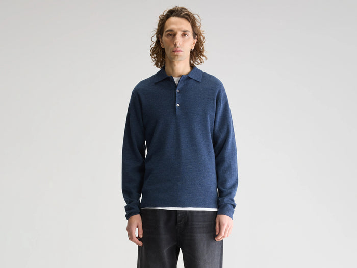 Bellerose Pull polo ajusté gris pour homme