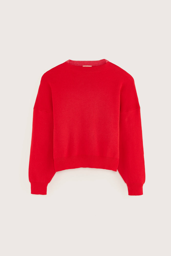 Bellerose Pull Rouge à Col Rond Pour Filles
