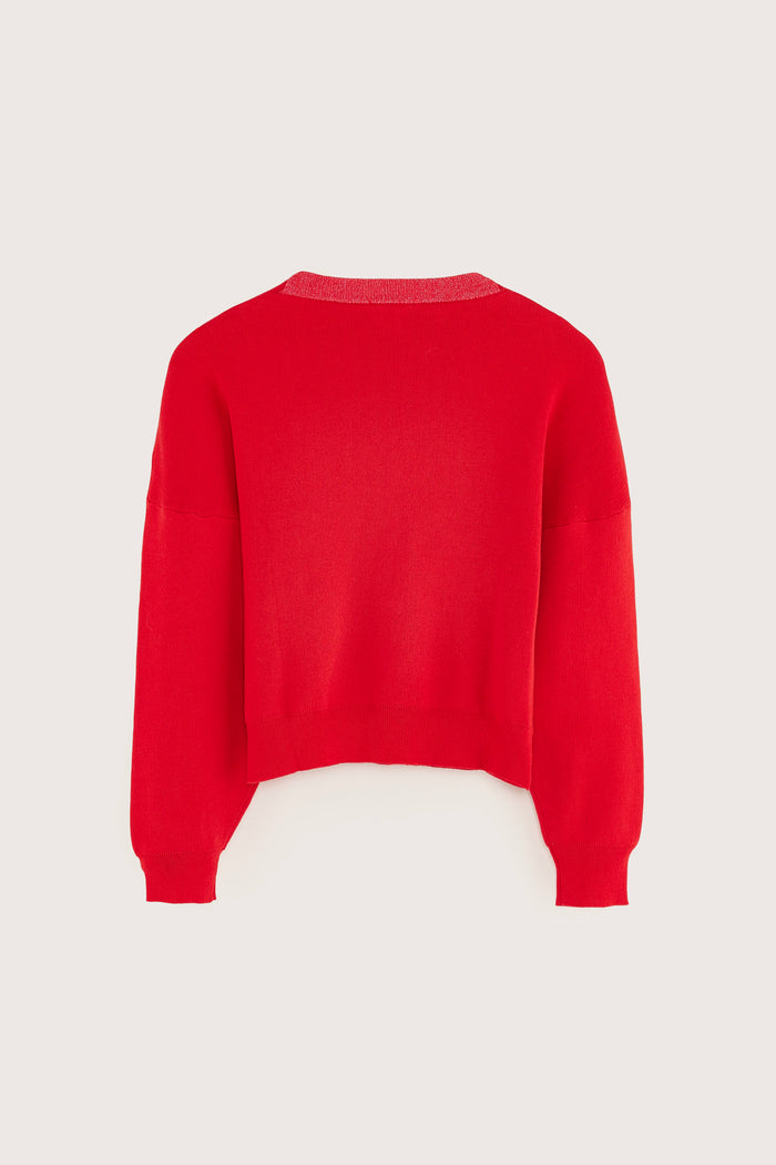 Bellerose Pull Rouge à Col Rond Pour Filles