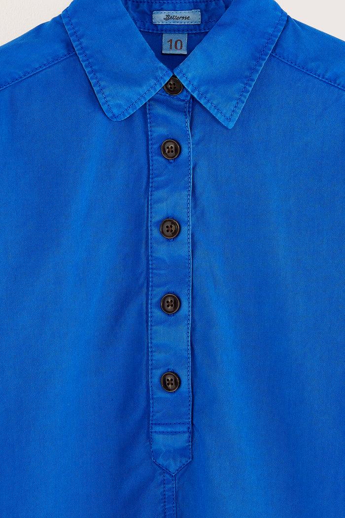 Bellerose Robe Chemise Bleue à Boutons Pour Filles