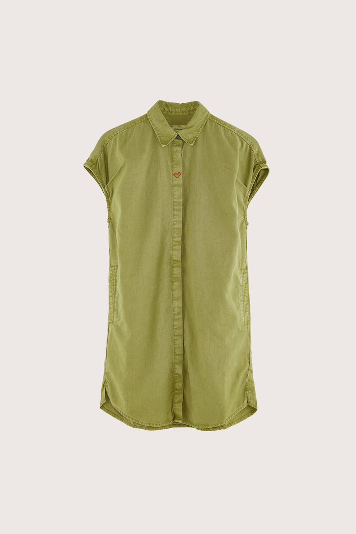 Bellerose Robe Chemise Kaki Loose Pour Filles