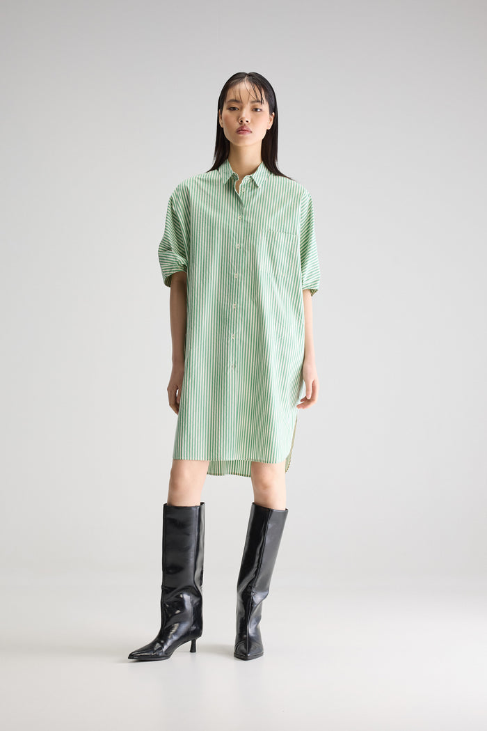 Bellerose Robe Chemise Rayée Verte Pour Femmes