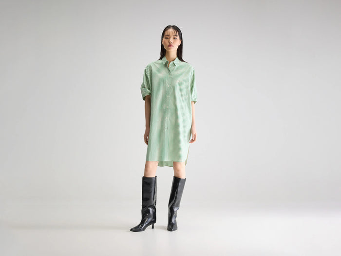 Bellerose Robe chemise rayée verte pour femmes