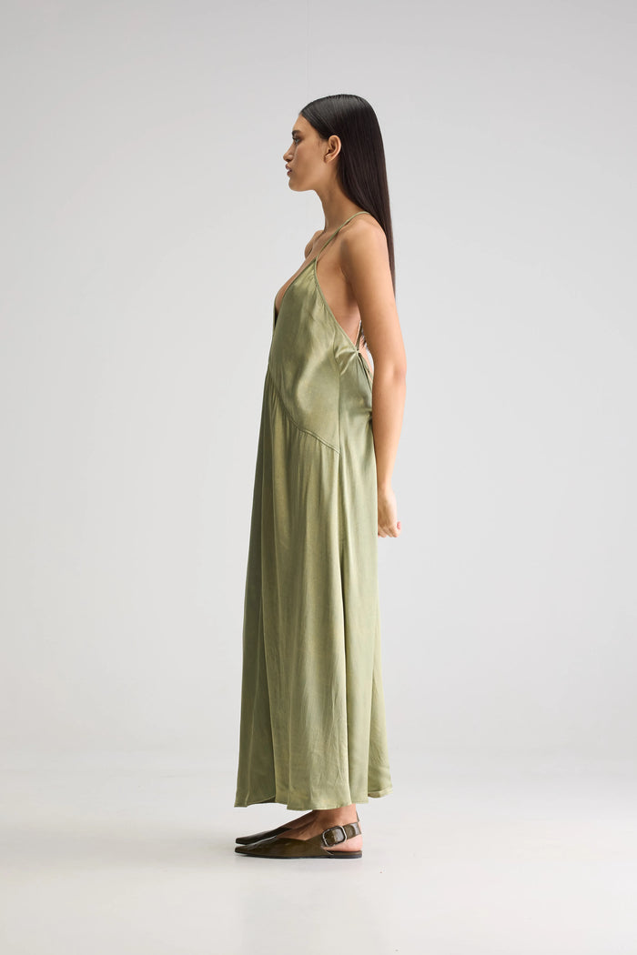 Bellerose Robe Longue Kaki Flottante Pour Femmes