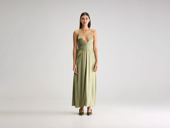 Bellerose Robe Longue Kaki Flottante Pour Femmes