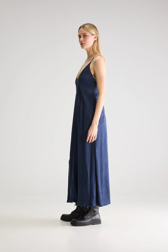 Bellerose Robe Longue Marine Flottante Pour Femmes