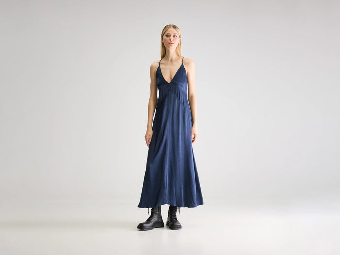 Bellerose Robe Longue Marine Flottante Pour Femmes