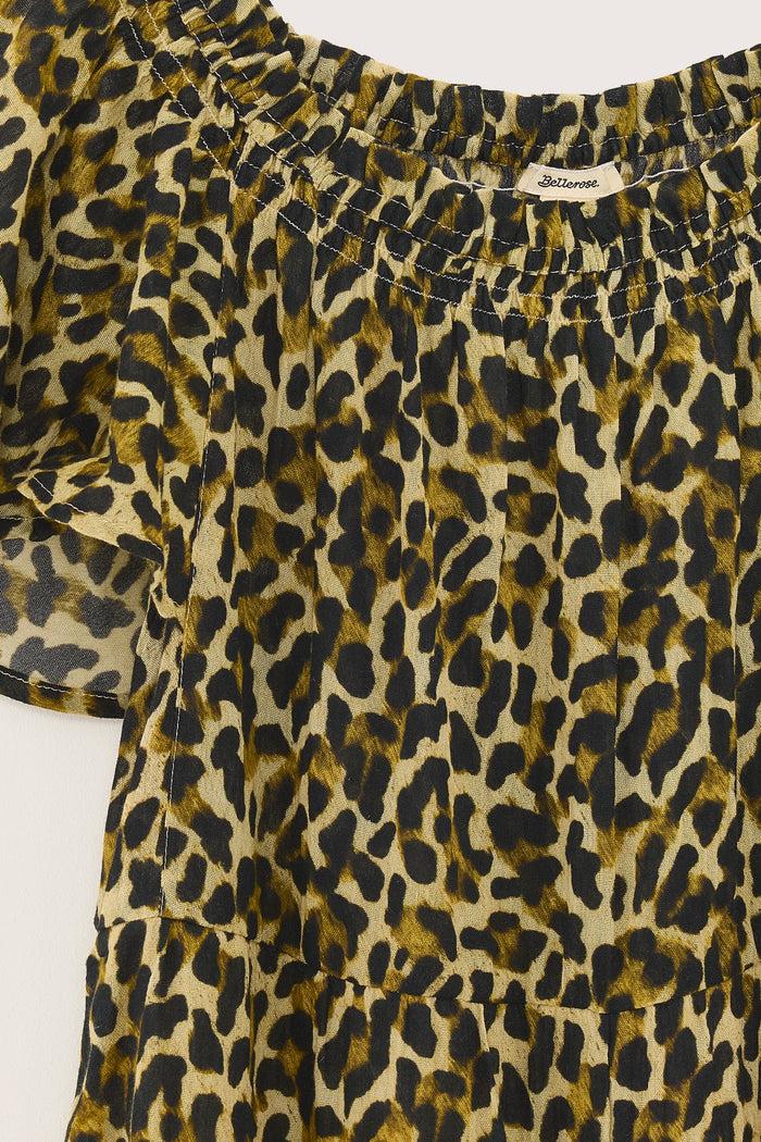Bellerose Robe Mini Babydoll Léopard Pour Filles