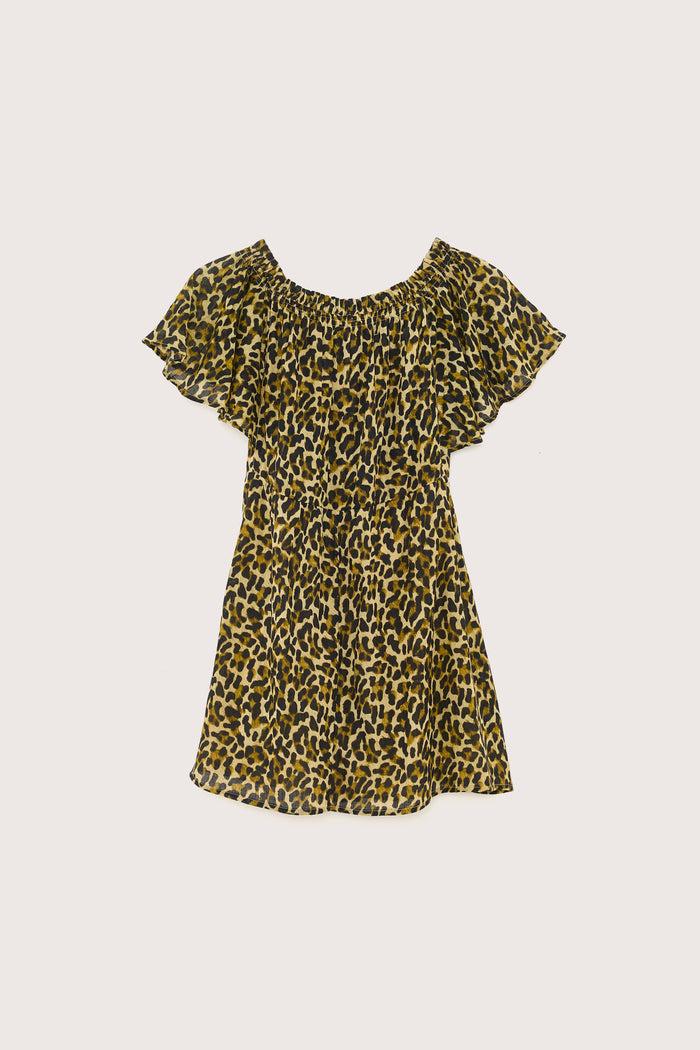 Bellerose Robe Mini Babydoll Léopard Pour Filles