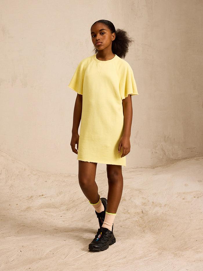 Bellerose Robe Sweatshirt Jaune Pastel Pour Filles