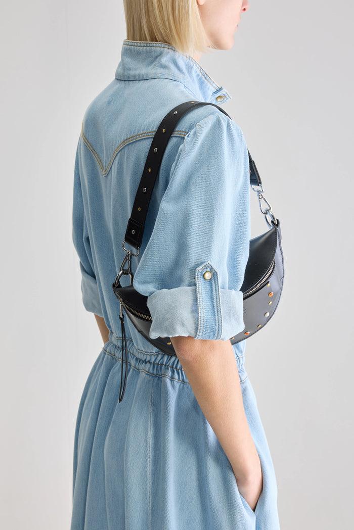 Bellerose Sangle Réglable En Cuir Noir Pour Femmes