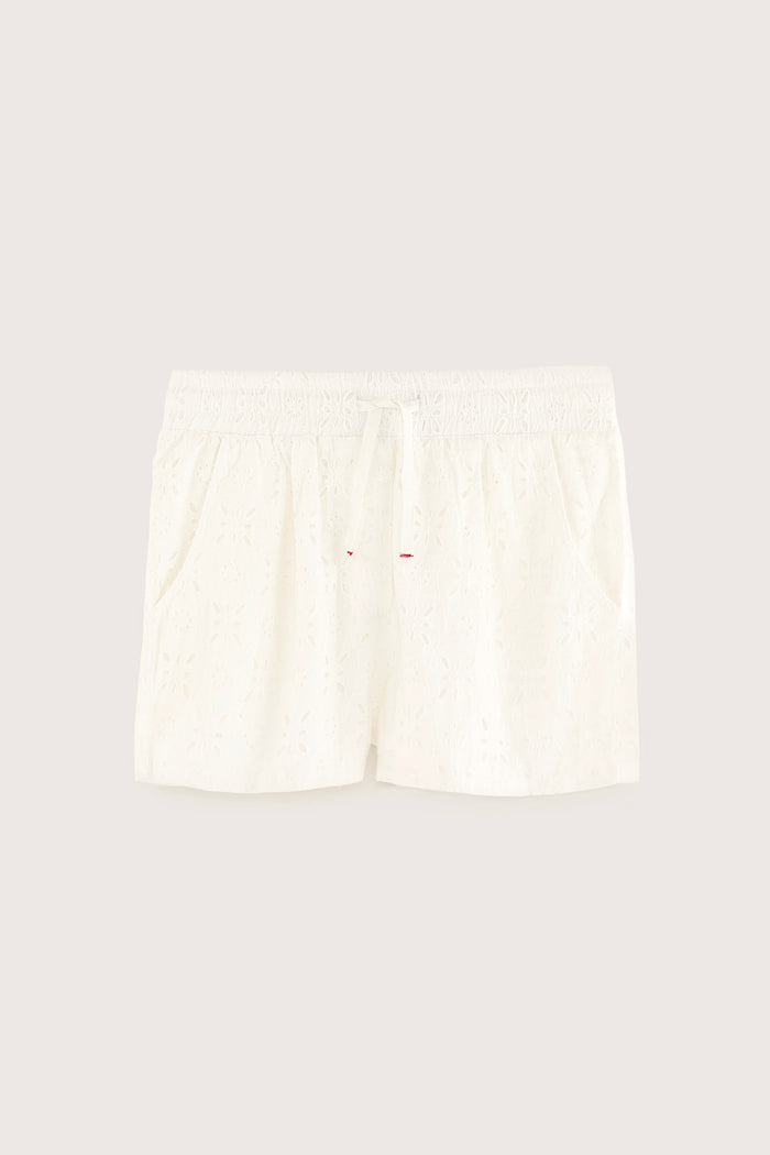 Bellerose Short En Coton Blanc Brodé Pour Filles