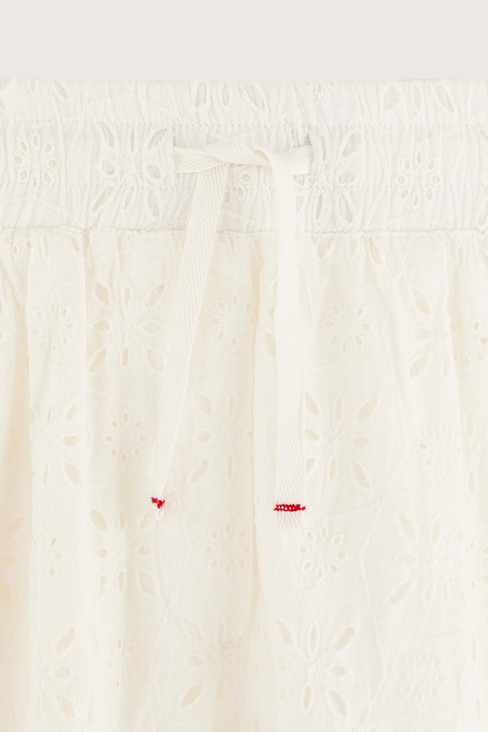 Bellerose Short En Coton Blanc Brodé Pour Filles