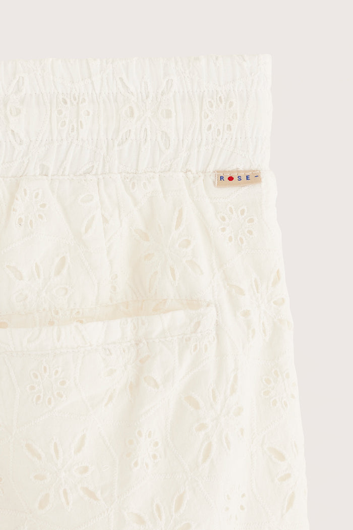 Bellerose Short En Coton Blanc Brodé Pour Filles