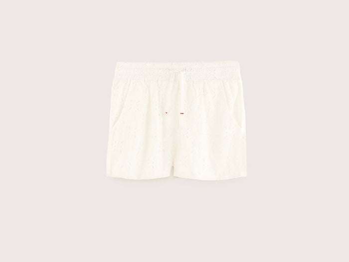 Bellerose Short En Coton Blanc Brodé Pour Filles