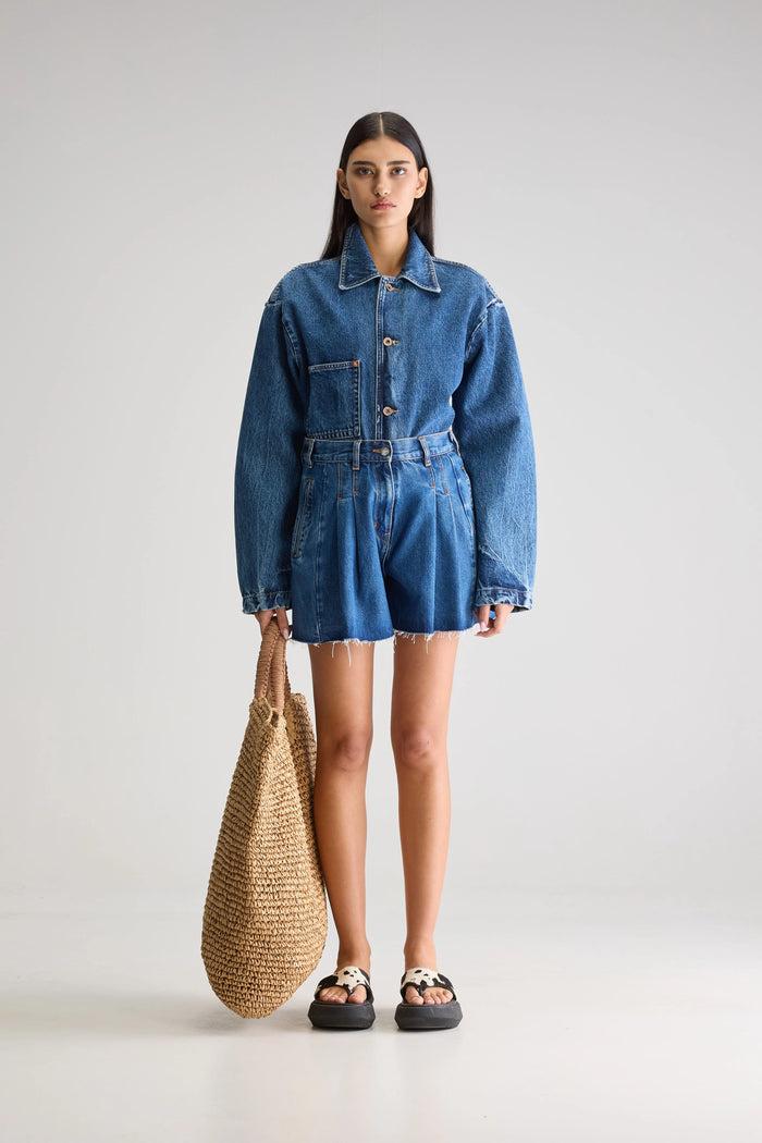 Bellerose Short Large En Denim Bleu Pour Femmes