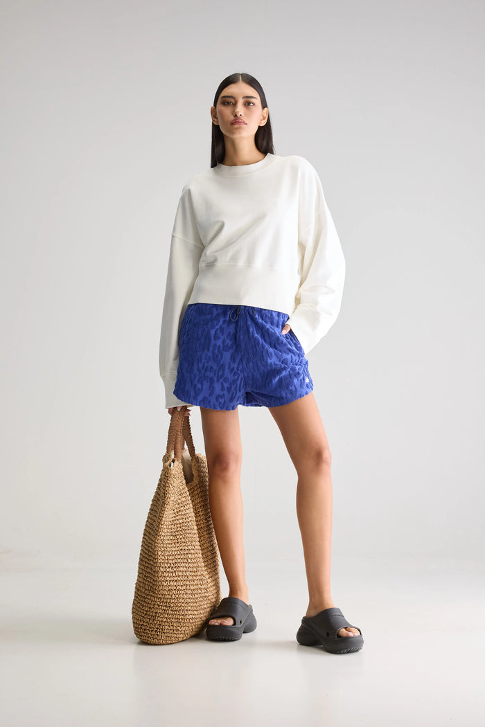 Bellerose Shorts Sweat Léopard Bleu Pour Femmes