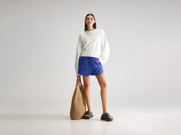 Bellerose Shorts Sweat Léopard Bleu Pour Femmes
