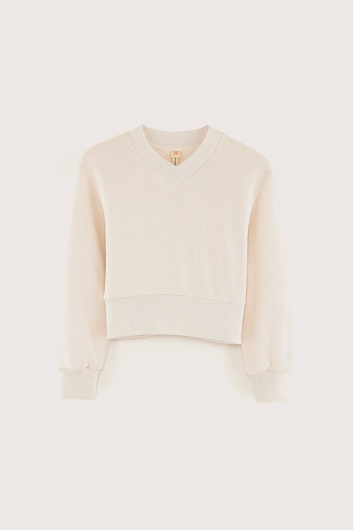 Bellerose Sweatshirt Blanc à Col V Pour Filles