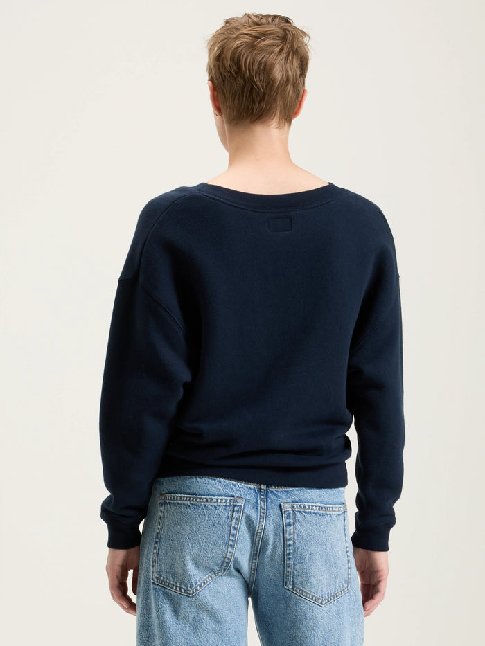 Bellerose Sweatshirt Bleu Marine Col V Pour Femmes
