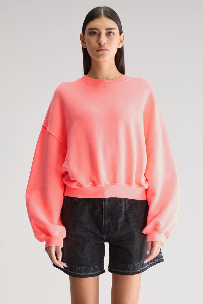 Bellerose Sweatshirt Court Orange Néon Pour Femmes