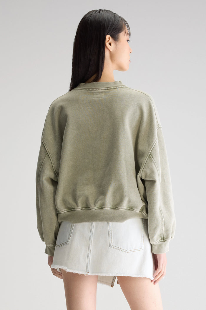 Bellerose Sweatshirt Cropped Kaki Pour Femmes
