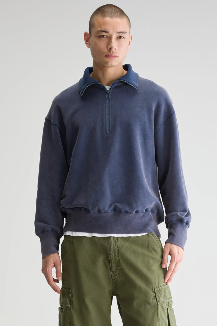 Bellerose Sweatshirt Demi-zip Bleu Pour Homme