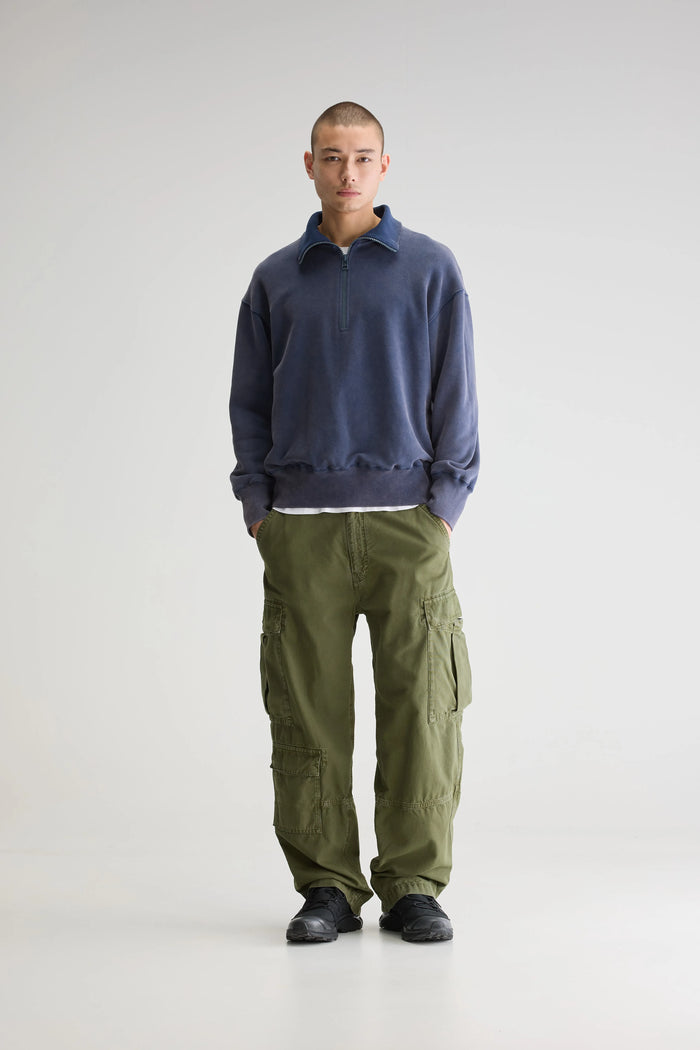 Bellerose Sweatshirt Demi-zip Bleu Pour Homme