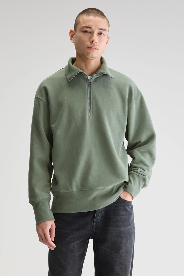 Bellerose Sweatshirt Demi-zip Vert Pour Homme
