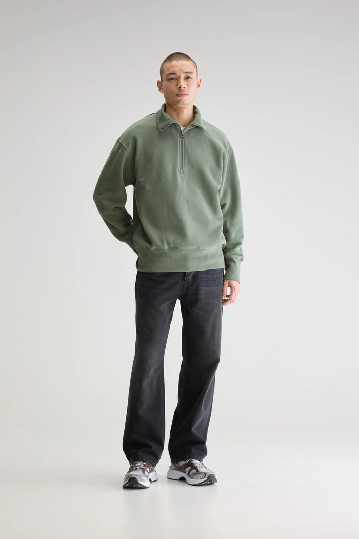 Bellerose Sweatshirt Demi-zip Vert Pour Homme
