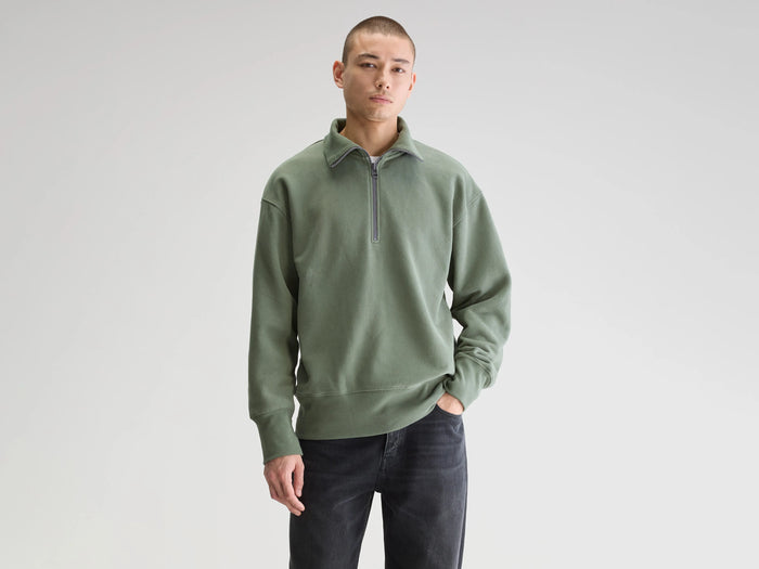 Bellerose Sweatshirt demi-zip vert pour homme