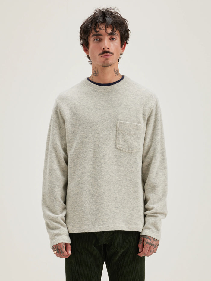 Bellerose Sweatshirt Gris Col Rond Pour Hommes