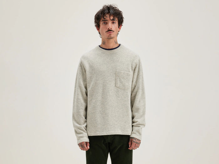 Bellerose Sweatshirt gris col rond pour hommes