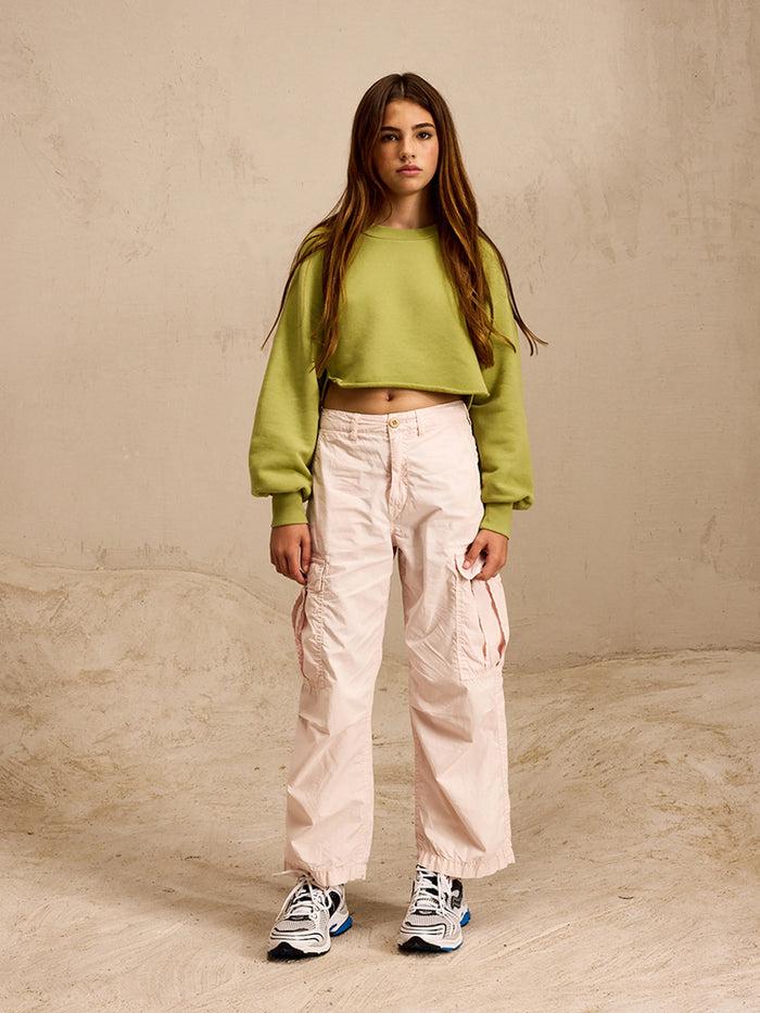 Bellerose Sweatshirt Kaki à Col Rond Pour Filles