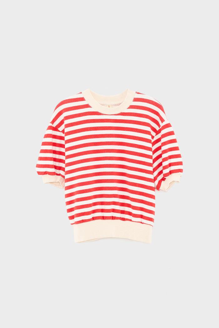 Bellerose Sweatshirt Rayé à Col Rond Pour Filles