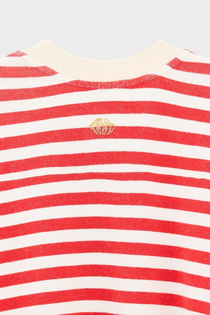 Bellerose Sweatshirt Rayé à Col Rond Pour Filles
