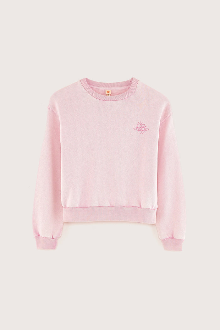 Bellerose Sweatshirt Rose à Col Rond Pour Filles