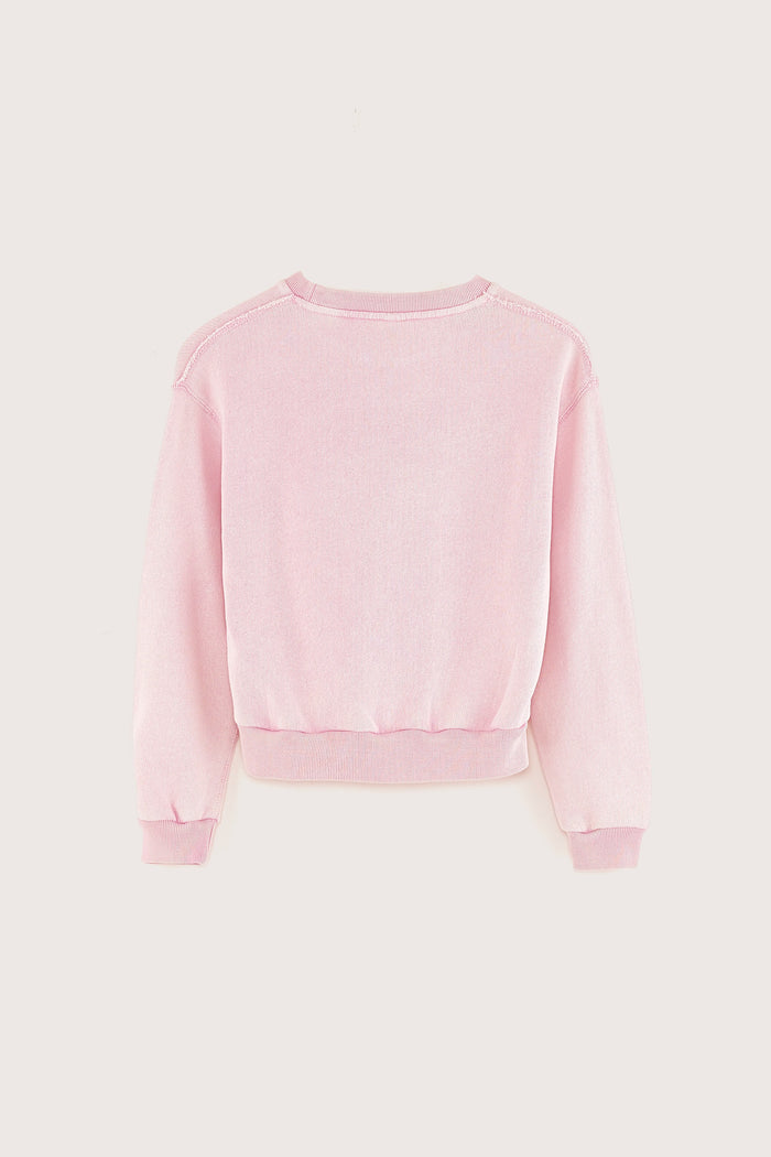 Bellerose Sweatshirt Rose à Col Rond Pour Filles