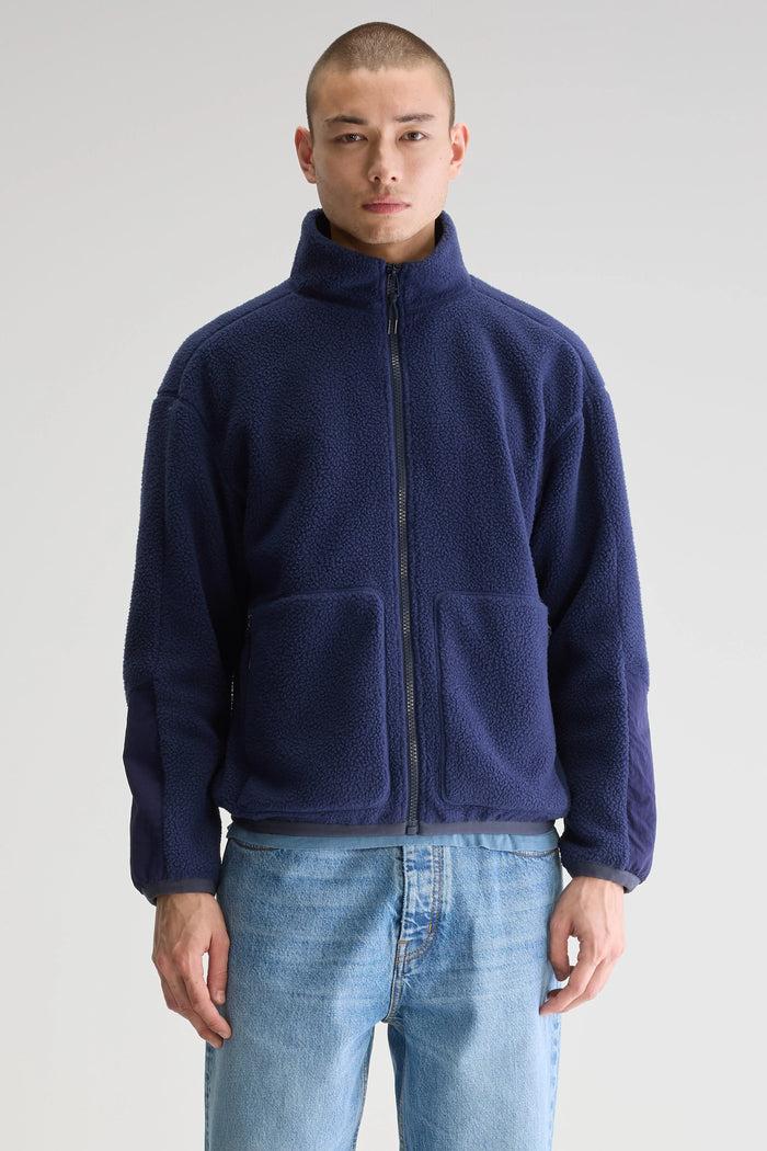 Bellerose Sweatshirt Zippé Polaire Bleu Pour Homme
